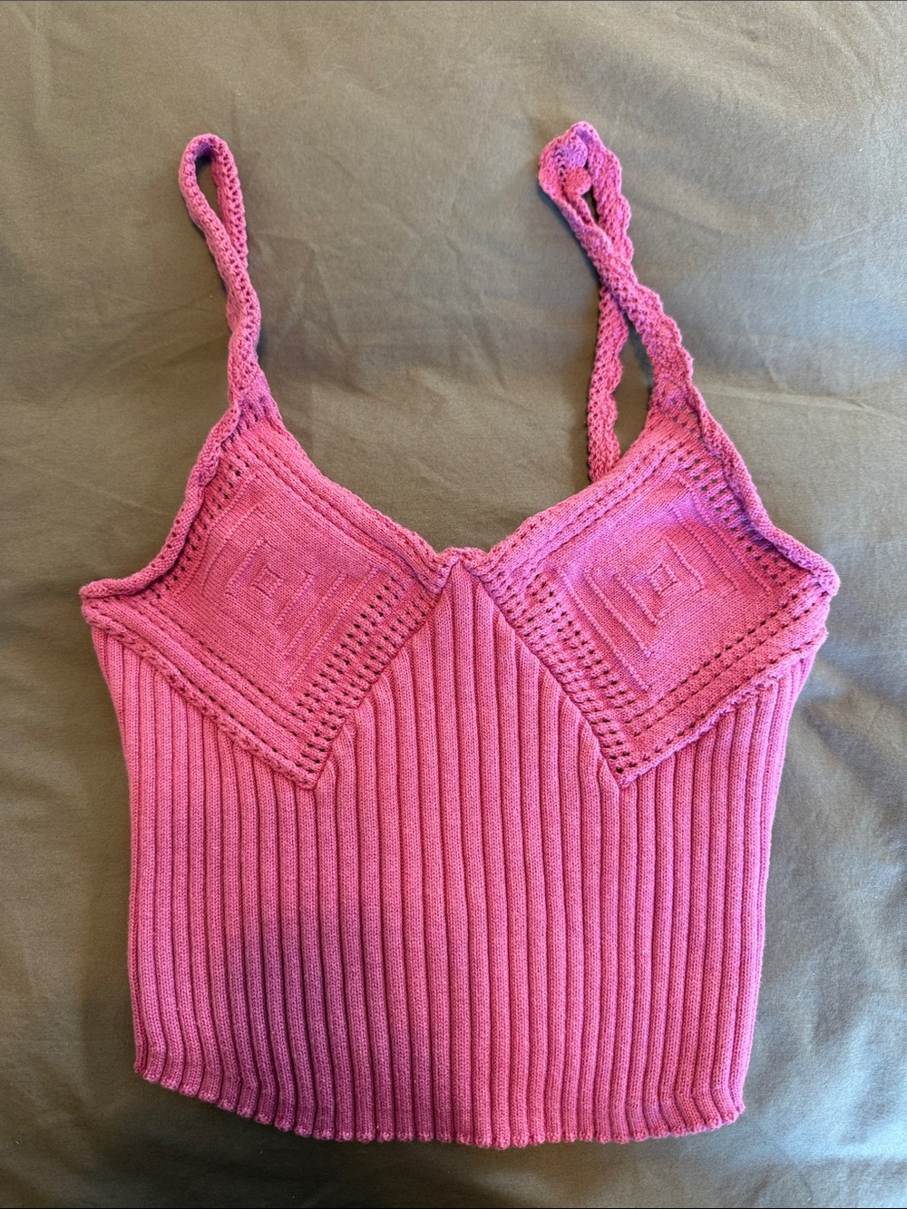 Free People Pink Ribbed Knit Cami Top